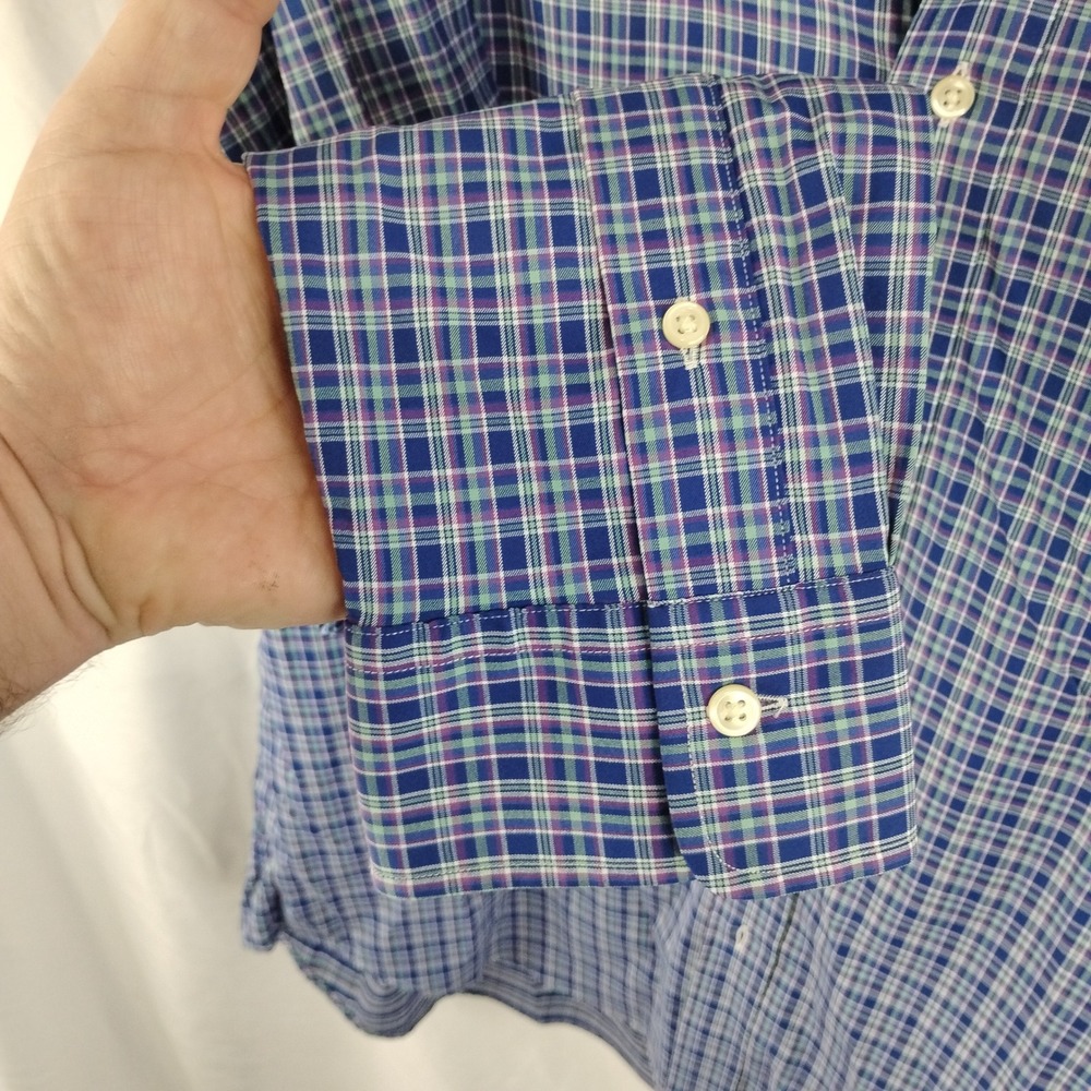 Polo Ralph Lauren Mens XL Classic Fit Performance Plaid Button Down Shirt Blue - Picture 8 of 14